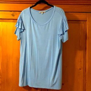 Boutique brand - light blue tee with ruffle sleeve